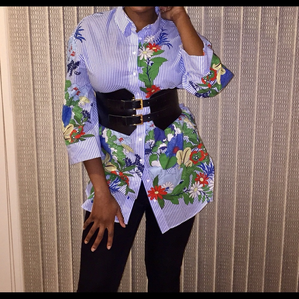 ZARA Over-sized Floral Button-up